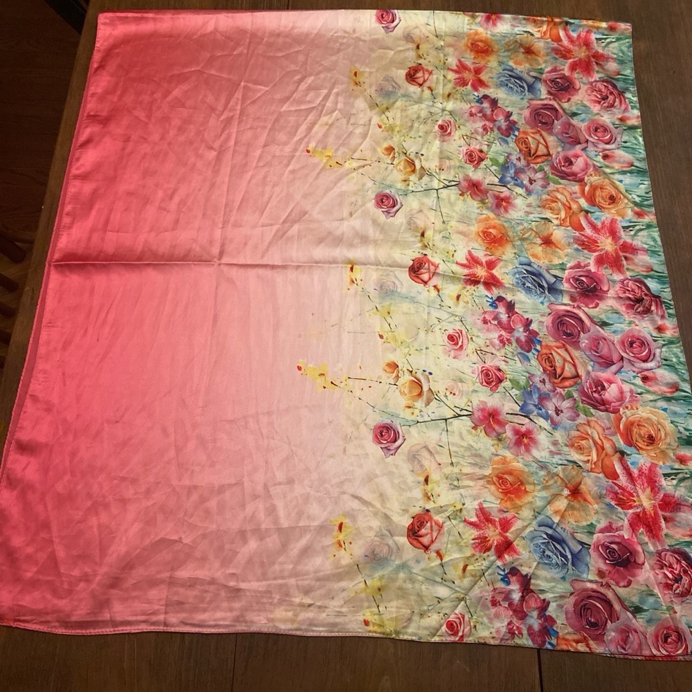 Silk floral rose scarf